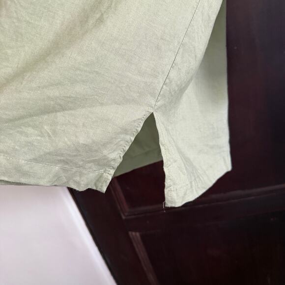 BUTTONS | 90s Vintage Sage Green Sequin V Neck Linen Shirt Tunic | Large - Picture 6 of 8